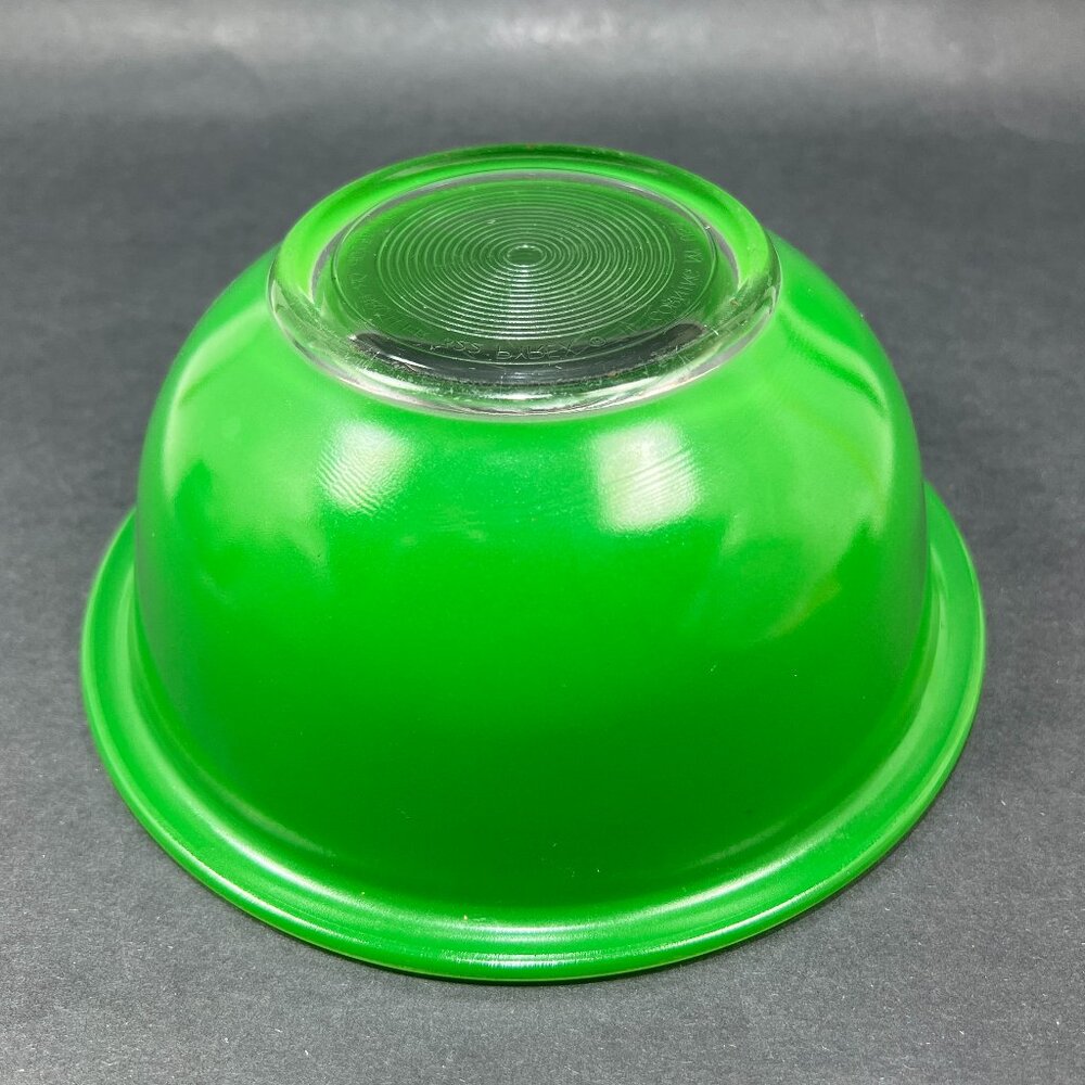 Vtg Pyrex 322 1 L Corning NY Glass Green Clear Bottom Mixing Nesting Bowl 80s - Picture 7 of 16